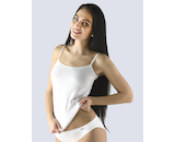 GINA dámské košilka prodloužená, úzká ramínka, bezešvé, jednobarevné Bamboo Soft 08029P  - bílá  L/XL
