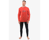 GINA pánské pyžamo dlouhé pánské, šité, s potiskem Pyžama 2022 79127P  - červená černá XL