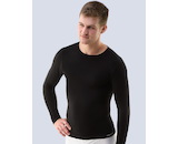 GINA pánské tričko s dlouhým rukávem, dlouhý rukáv, bezešvé, jednobarevné Bamboo PureLine 58004P  - černá  L/XL