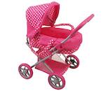 Hluboký kočárek pro panenky Baby Mix puntíkovaný růžový