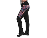 Unuo, Dámské softshellové kalhoty s fleecem pružné Action, Černá, Kouzelné květiny Velikost: XXL