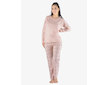 GINA dámské pyžamo dlouhé dámské, šité, s potiskem Pyžama 2023 19155P  - pleťová tweed S - pleťová tweed