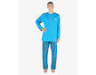 GINA pánské pyžamo dlouhé pánské, šité, s potiskem Pyžama 2023 79153P  - dunaj lékořice L - dunaj lékořice