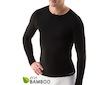 GINA pánské tričko s dlouhým rukávem, dlouhý rukáv, bezešvé, jednobarevné Eco Bamboo 58007P  - černá  L/XL