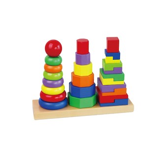 Dřevěné barevné pyramidy pro děti Viga