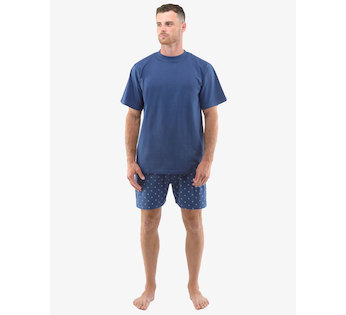 GINA pánské pyžamo krátké pánské, šité, s potiskem Pyžama 2022 79130P  - lékořice měsíc L