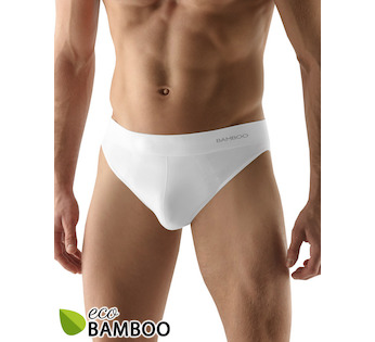 GINA pánské slipy, úzký bok, bezešvé, jednobarevné Eco Bamboo 50004P  - bílá  L/XL