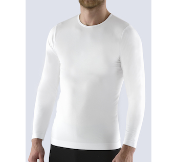 GINA pánské tričko s dlouhým rukávem, dlouhý rukáv, bezešvé, jednobarevné Bamboo Soft 58010P  - bílá  L/XL
