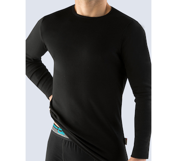 GINA pánské tričko s dlouhým rukávem,  šité, jednobarevné  78003P  - černá  XL