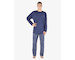 GINA pánské pyžamo dlouhé pánské, šité, s potiskem Pyžama 2023 79149P  - lékořice šedobílá M