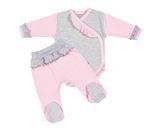 2-dílná kojenecká souprava New Baby Puntík II šedo-růžová