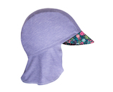 Unuo, Dětská funkční čepice s kšiltem a plachetkou UV 50+, Žíhaná Holubičí Šedá, Květinky Velikost: S (45 - 48 cm)