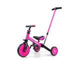 Dětská tříkolka 4v1 Milly Mally Optimus Plus s vodící tyčí pink