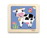 Dřevěné puzzle pro nejmenší Viga 4 ks Kravička