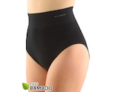 GINA dámské kalhotky klasické s vysokým pasem, širší bok, bezešvé, jednobarevné Eco Bamboo 00040P - černá L/XL