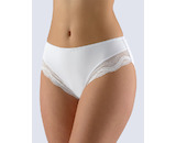 GINA dámské kalhotky klasické, širší bok, šité, s krajkou, jednobarevné La Femme 2 10203P  - bílá  38/40