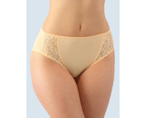 GINA dámské kalhotky klasické vyšší se širokým bokem, širší bok, šité, s krajkou, jednobarevné La Femme 2 10212P  - písková  38