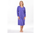 GINA dámské košilka noční dámská dlouhý rukáv, šité, s potiskem Pyžama 2025 19173P  - levandulová šedobílá L