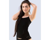 GINA dámské košilka prodloužená, úzká ramínka, bezešvé, jednobarevné Bamboo PureLine 08016P  - černá  M/L