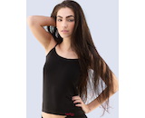 GINA dámské košilka, úzká ramínka, bezešvé, jednobarevné Bamboo Cotton 08019P - černá bordo L/XL