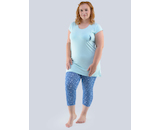 GINA dámské pyžamo 3/4 dámské, 3/4 kalhoty, šité, s potiskem Pyžama 2020 19104P  - aqua lékořice S