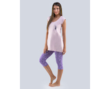 GINA dámské pyžamo 3/4 dámské, 3/4 kalhoty, šité, s potiskem Pyžama 2020 19104P  - fruktóza tm. fialová L