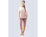 GINA dámské pyžamo 3/4 dámské, 3/4 kalhoty, šité, s potiskem Pyžama 2021 19122P  - cukrová barytová M