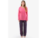 GINA dámské pyžamo dlouhé dámské, šité, s potiskem Pyžama 2022 19137P  - purpurová lékořice M