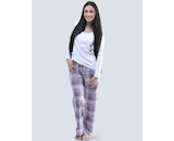 GINA dámské pyžamo dlouhé dámské, šité, s potiskem Pyžama 2017 19057P  - bílá fialková L