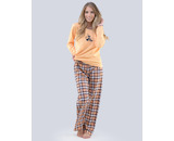 GINA dámské pyžamo dlouhé dámské, šité, s potiskem Pyžama 2018 19079P  - lososová hypermangan M