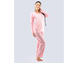 GINA dámské pyžamo dlouhé dámské, šité, s potiskem Pyžama 2021 19123P  - sv. růžová fialovohnědá M