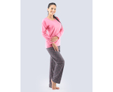 GINA dámské pyžamo dlouhé dámské, šité, s potiskem Pyžama 2021 19125P  - muškátová tm. šedá XL