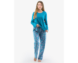 GINA dámské pyžamo dlouhé dámské, šité, s potiskem Pyžama 2022 19139P  - petrolejová lila L