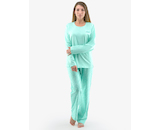 GINA dámské pyžamo dlouhé dámské, šité, s potiskem Pyžama 2022 19141P  - peprmint akvamarín L