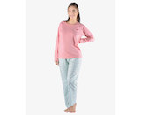 GINA dámské pyžamo dlouhé dámské, šité, s potiskem Pyžama 2023 19151P  - starorůžová peprmint M