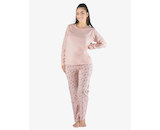 GINA dámské pyžamo dlouhé dámské, šité, s potiskem Pyžama 2023 19155P  - pleťová tweed M
