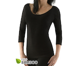 GINA dámské tričko s 3/4 rukávem, dlouhý rukáv, bezešvé, jednobarevné Eco Bamboo 08023P  - černá  S/M