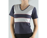 GINA dámské tričko s krátkým rukávem, krátký rukáv, šité  98003P  - tm.popel šedobílá M