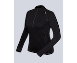 GINA dámské triko se zipem s dlouhým rukávem dámské, dlouhý rukáv, šité, jednobarevné Merino Bamboo 88015P - černá XL