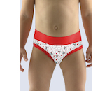 GINA dětské kalhotky klasické dívčí, úzký bok, šité, s potiskem Disco XIV 20020P  - červená bílá 116/122