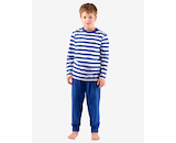 GINA dětské pyžamo dlouhé chlapecké, šité, s potiskem Pyžama 2022 69005P  - lékořice bílá 140/146