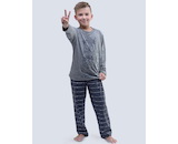 GINA dětské pyžamo dlouhé chlapecké, šité, s potiskem Pyžama 2017 79051P  - šedá tm. šedá 140/146