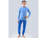 GINA dětské pyžamo dlouhé chlapecké, šité, s potiskem Pyžama 2020 69000P  - sv. modrá atlantic 140/146