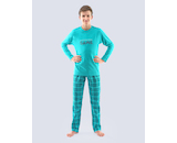 GINA dětské pyžamo dlouhé chlapecké, šité, s potiskem Pyžama 2021 69001P  - šalvěj lahvová 140/146