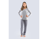 GINA dětské pyžamo dlouhé dívčí, šité, s potiskem Pyžama 2021 29001P  - šedá černá 152/158
