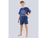 GINA dětské pyžamo krátké chlapecké, šité, s potiskem Pyžama 2018 79062P  - tm. modrá atlantic 140/146
