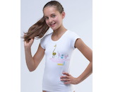 GINA dětské tričko s krátkým rukávem dívčí, krátký rukáv, šité, s potiskem Disco VI 28003P  - bílá  134/140