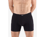 GINA pánské boxerky delší nohavička, šité, s potiskem  74173P  - černá martini 50/52