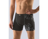 GINA pánské boxerky delší nohavička, šité, s potiskem 74073P - černá 50/52
