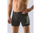 GINA pánské boxerky delší nohavička, šité, s potiskem 74083P - černá dunaj 46/48